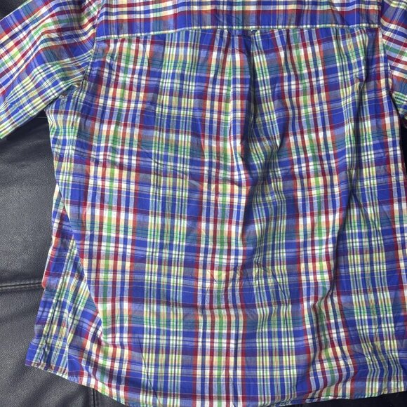Chaps Men's Button-Up Shirt Multicolor Plaid Collared Short Sleeve Easy Care XL - Picture 9 of 13